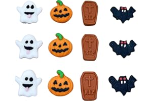 HOMIPOOTY Edible candy cake decoration 4 shapes 3 tombstones 3 pumpkins 3 bats and 3 ghosts combination cake topping Halloween cake cupcake ice cream Dim sum decoration