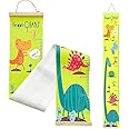 SNOWIE SOFT Cartoon Dinosaur Growth Chart For Kids 60-180Cm Wall Hanging Growth Chart For Kids & Teenagers Chart Waterproof Canvas Growth Chart For Kid's Room, Green,Green Dinosaur, Count 1.00