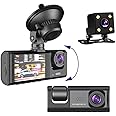Kialloy 3 Channel Dash Cam - 1080P Front and Inside, Triple Camera With G-Sensor, 24Hr Parking, Night Vision, Front Rear Loop Recording