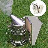 imker smoker Rauchgerät aus Edelstahl und Leder mit Schutzgitter für Imkereiarbeit - 2