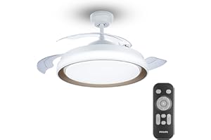 PHILIPS LIGHTING Philips LED Atlas DC Lampada da Soffitto con Ventilatore, Dimmer a fasi, LED Integrato, 28+35W, Telecomando Incluso, Oro