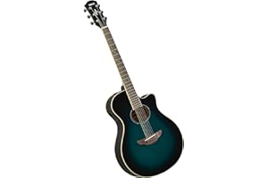 YAMAHA APX600 Guitarra Electroacústica – Cuerpo Estrecho Thinline, Escala 25”, previo System 65, Ecualizador de 3 Bandas, Afinador Integrado, Boca Ovalada – Oriental Blue Burst