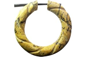 CHICNET Orecchini a Cerchio in Legno di narra, con Corno di Colore Marrone Scuro e venature Fatte a Mano, Grande cordicella, Ragno, Farfalla, Ruota, tamarinde