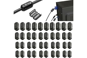 CJBIN 40 Stück Ferritkerne für Kabel, Mantelwellenfilte, Ferritkern Ferrite Ring, Entstörfilter Klappferrit Aufsteckbarer Ferritring Ferritkerne für Kabel RFI, EMI, 3.5mm 5 mm 7 mm 9 mm, Schwarz