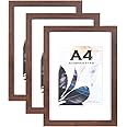 Walnut Wooden Picture Frame A4 with Mount,Set of 3,A4 Frame,A4 Picture Frame,A4 Poster Frame,A4 certificate frame,Freestanding and Wall Mountable…