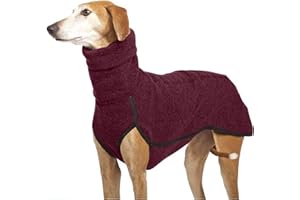 Imily Bela Abrigo para perros de invierno, cálido, cuello alto, forro polar, chaqueta para perros acogedores, trajes para perros pequeños, medianos y grandes, rojo vino, L