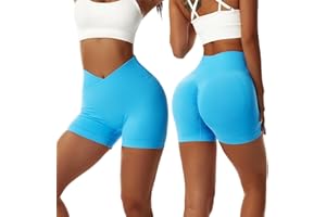 Arkim Legging Court Femme de V Taille Short Sport Cycliste Femme Anti Frottement Cuisse Legging Sport Femme Short Running Fitness Yoga Court Femme