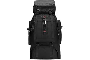 A-QMZL Zaino da Trekking 80L,Zaini da Escursionismo,Viaggio Zaino per Alpinismo Impermeabile, Daypack da Arrampicata Campeggio e Turismo per uomo donna (nero)