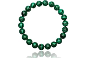 UNIQUE GEMS Unique Chakra Bracelet de guérison Perles Malachite 8mm Unisexe Extensible 16cm à 19cm Qualité par bijoutier
