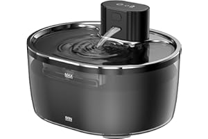 Ehomfory 3.2L Trinkbrunnen für Katze Kabellos, Katzenbrunnen Kabellos mit Bewegungsmelder, Batteriebetrieben Katzentrinkbrunnen, 5000mAh, Leise Wasserpumpe, Tablett aus Edelstahl für Katze