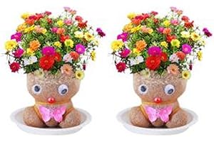 TAOLE Muñeco Crece Pelo Hierba | 2 Piezas Maceta De Cabeza De Muñeca | Plantas Verdes De Escritorio | Planta De Cabeza De Hierba Que Crece En Macetas De Bonsái | Plantas En Maceta Regalos Para Niños