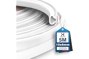 XEEINC 5 m Door Seal Sealing Tape Self-Adhesive 10 mm (W) x 6 mm (D) Front Door Seal Waterproof Sealing Tape Door Frame Door Seal Rubber for Window Door - White