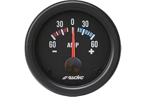 Simoni Racing AM/B Black line Amperometro elettrico, Universale per Auto o Camion, con Display Retroilluminato Led Bianco