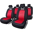 Sparco SPC1019RS 11-Piece Car Seat Cover Set, S-Line Corsa, Red