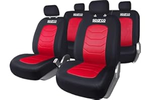 Sparco Juego de fundas para asientos de coche Sparco SPC1019RS, 11 piezas, S-Line Corsa, rojo