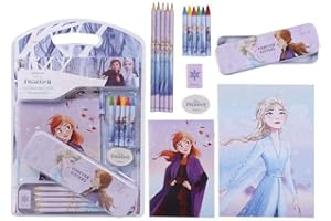 CERDÁ LIFE'S LITTLE MOMENTS - Fourniture Scolaire Complet de La Reine des Neiges avec Étui en Métal - Licence Officielle Disney