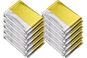 Hitopin 20 Piezas Mantas Térmicas de Emergencia, Manta Termica Emergencia Oro Plata, Manta de emergencia Oro Plata,Manta Termica para Rescate Protege del Frío,para Rescate Protege del Frío(210*140CM)