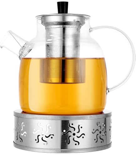 Théière En Verre 1,6L Avec Infuseur Acier Inoxydable - Pour Thé, Fruits, Boissons Chaudes
