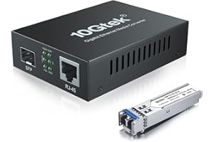 ipolex Convertitore Multimediale Gigabit Ethernet, Porta SFP 1,25G Convertitore di Media a Fibra Ottica, Modo Singolo LC Convertitore Multimediale con Modulo SFP-LX(1310-nm, 20-km@OS1OS2SMF). 1-Pack