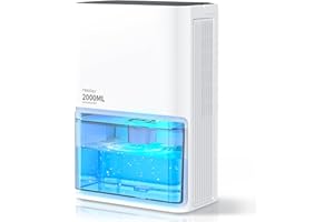 Heelay® Deumidificatore Elettrico,2L Deumidificatore per Ambienti Silenziosi da, Risparmio Energetico,Spegnimento Automatico,Luce a 7 Colori, Contro Umidità e Muffa per Camera da Letto,Bagno,Casa