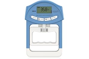 Kuptone Dynamomètre à main électronique 90 kg / 200 lbs Capacité de préhension avec 19 jeux de disques individuels (bleu)