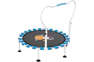 NUKIED Trampoline pour Enfants Ø101cm,Pliable Mini Trampoline avec Poignée Réglable & Rembourrage de Sécurité,Petit intérieur Enfants,Intérieur et Extérieur pour garçons et Filles