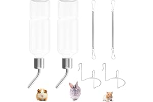 HSLXBY Hängende Haustiere Wasserflaschen,2 Stück Trinkflasche Kaninchen,350ml Kleintiertränke,Trinkflasche für Nagetiere,Wasser Feeder Haustier mit Halterung für Hamster,Chinchillas Guinea Schweine
