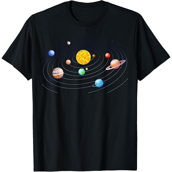 T-Shirt Système Solaire – Astronaute Espace Enfant – Léger Coupe Classique – Cadeau Nerd Science – Exploration Spatiale