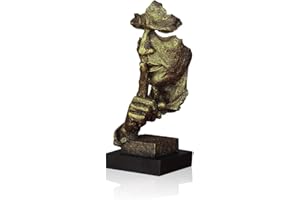 LEPENDOR Abstract and Creative Desk Decorations The Thinker Statue - Handcrafted Silent Men Statues Resin Abstract Sculpture Office Home Decor Figurine Gift (Silence Gold)