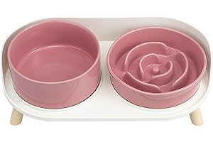 PTOBER Comedero Perro Antivoracidad Comederos Perros - Set de Cuenco Perro Lento Comer Elevado para Comida y Agua - Cuencos Perros Ceramica con Base Antideslizante - Platos para Perros Pequeños y Medianos
