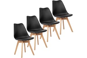 ‎EGGREE EGGREE Esszimmerstühle 4er Set mit Eichenbeinen Holz SGS geprüft, stühle Skandinavisch Design modern Gepolsterter Küchenstühle esszimmer Stuhl Holz Schwarz