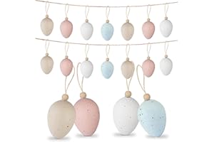 KIKVTER Ostereier, 16 Stück Ostereier zum Aufhängen, Ostereier Plastik, Ostereier Deko, Osterei aus Plastik zum Hängen & Dekorieren Kunststoffeier für Draußen und Innen Deko zu Ostern