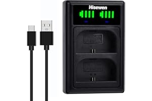 HISEWEN Caricabatterie LCD a doppio slot LP-E6 LP-E6N per fotocamere Canon EOS 5D Mark II III e IV, 70D, 5Ds, 6D, 5DsR, 80D, 7D e 7D Mark II, EOS 60D, Batteria LP E6, Sostituisce il caricatore Canon LC-E6