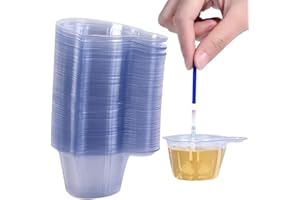 TMRBBESTY 100pcs Tasses D'urine,Tasses D'échantillons D'urine Pour Test De pH,Test Ovulation,Gobelets de Mélange époxy en plastique Transparent,Transparente Tasse Graduée en plastique