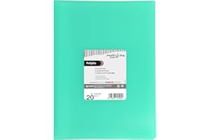 GRAFOPLAS Grafoplás | Carpeta Fundas Plastico | 20 Fundas Transparentes | Tamaño Folio | Verde Mint | Tapas Flexibles | Poliplás Multiline | Perfecto Material Escolar y de Oficina