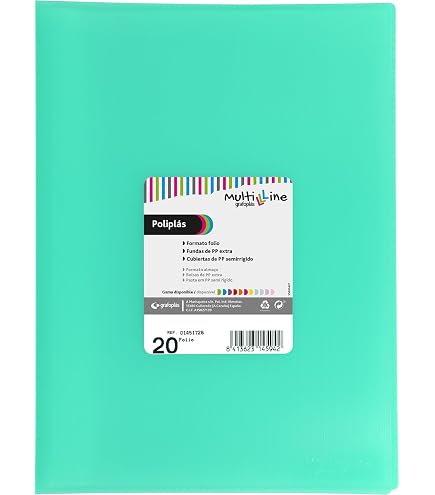 Classeur 20 Pochettes Transparentes A4 - Couverture Souple Rose - Multiline Grafoplás - 9