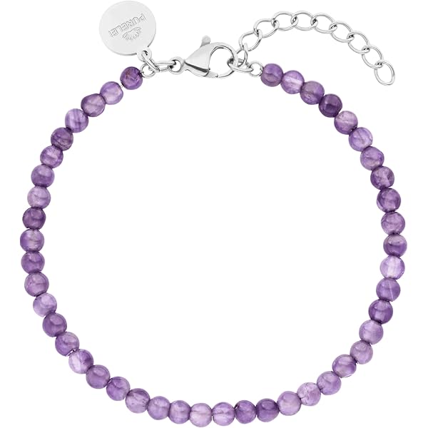 Purelei Collana In Ametista Naturale Per Donna | Oro Rosa, Acciaio Inossidabile Impermeabile, Lunghezza Regolabile 35-40 Cm - 4