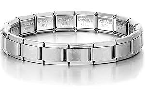 Aidenn Italian Charm Bracelet,Italy Charms Armband Set, 9mm Abnehmbare Edelstahl Modul Armband mit Öffnungswerkzeugen für Modischer Handbemaltes Vintage Basisarmband Italienische Charms