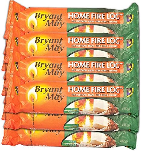 Bryant & May Instant Lighting Smokeless Firelog 100% Natural Approved by Holiday Parks Burns for 2 Hours (24 x Fire Logs)
