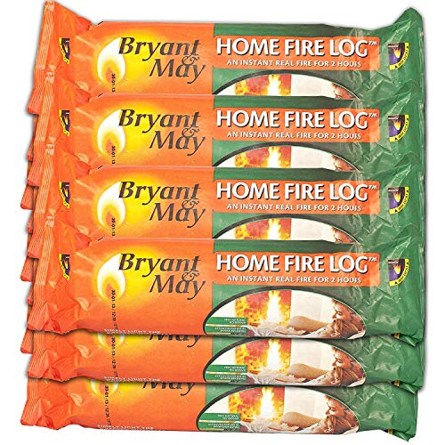 Bryant & May Instant Lighting Smokeless Firelog 100% Natural Approved by Holiday Parks Burns for 2 Hours (24 x Fire Logs)