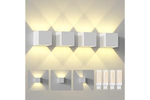 CHANGM 4 Piezas Aplique Exterior Pared 7W Lámpara de Pared Led, Con Haz de Luz Ajustable, Lámpara de Pared IP65 Negra, Con Bombilla LED G9 Reemplazable, Carcasa Blanca
