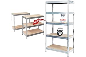 KARAT Étagère pour charges lourdes - Étagère emboîtable - Étagère de rangement - Établi - Charge maximale : 1250 kg - Montage rapide et stable (galvanisée, 220 x 120 x 60 cm)