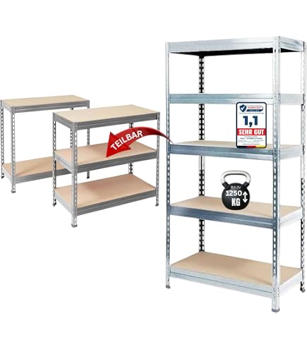 Étagère Robuste Ragnar PROREGAL – 180x120x40 Cm, Charge Max 875 Kg, Bleu, Idéale Cave & Garage