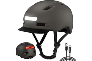 Shinmax Casque Velo Homme Femme, Casque vélo Femme avec 5 Modes lumière, USB Casque de vélo avec visière, Casque Trottinette Electrique Adulte, pour Les navetteurs urbains
