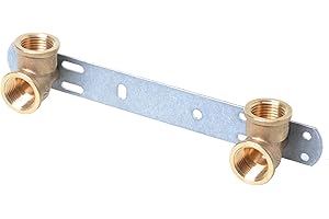 Aqbau® Montageeinheit, Montageplatte, Wandscheibe Für Badezimmerarmaturen, Wasser Trinkwasser Messing Metall, Montageplatte wasseranschluss 1/2x1/2" Abstandsmaß von 150 mm
