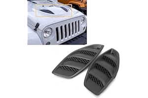 Flash2ning Hood Vent Cover ABS Plastic Fit for Jeep JK Wrangler 2007-2017 JK Part # 68185319AB 68185319AA 68185318AB 68185318AA, Louvers Engine Inlet Vents, 1 Set of 2 Exterior Accessories, Black