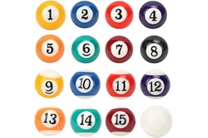 Heitune Mini Boules de Billard en Résine, 16 Boules de Billard 25 mm pour Enfants, Mini Accessoires de Table de Billard pour Enfants pour Salles de Jeux, Jeux de Loisirs