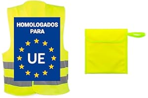 Adri Chaleco Reflectante de Seguridad, Poliéster, Unisex Adulto, Amarillo, Ajustable con Cierre de Velcro, Homologado, con Bolsa de Almacenamiento