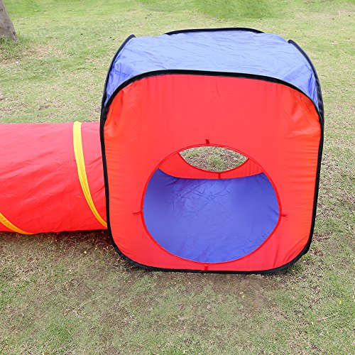 Kids Paly Tent tunnel Set,Zipom 3 in 1 Pop Up Children Play Tunnel Tent House with 1 Tunnel, 2 Tents and Zipper Storage Bag for Girls & Boys Indoor and Outdoor Garden Use