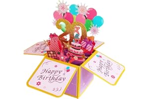 JinSu Carte Anniversaire 20 Ans, Carte Pop Up 20e Anniversaire, 3D Carte de Voeux Joyeux Anniversaire avec Enveloppe, Carte Anniversaire pour Femmes